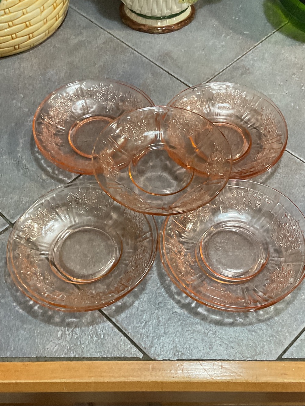 Pink Depression Glass Dessert Bowls - Set of 9
